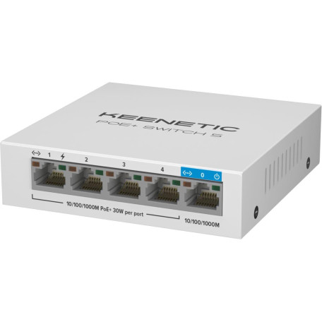Комутатор Keenetic 5-портовий гігабітний комутатор з 4 портами PoE+ т а бюджетом потужності 60 Вт PoE+Switch5 (KN-4610)
