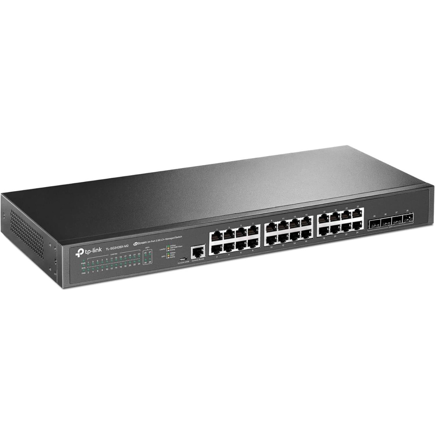 Комутатор TP-Link 24-портовий керований Omada 2.5GBASE-T L 2+ із 4 слотами 10GE SFP+ (SG3428X-M2)
