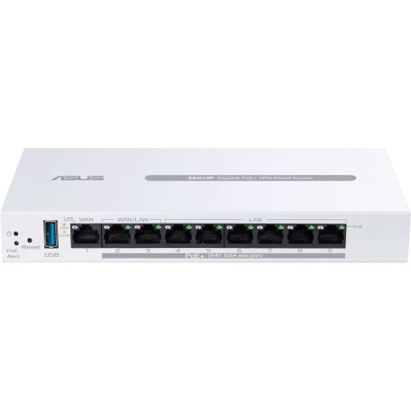 Комутатор ASUS ExpertWiFi EBG19P 8xGE LAN (8xPoE), 1xGE WAN, 1xUSB 3.2, 123W, BT (90IG08C0-MO3B00)