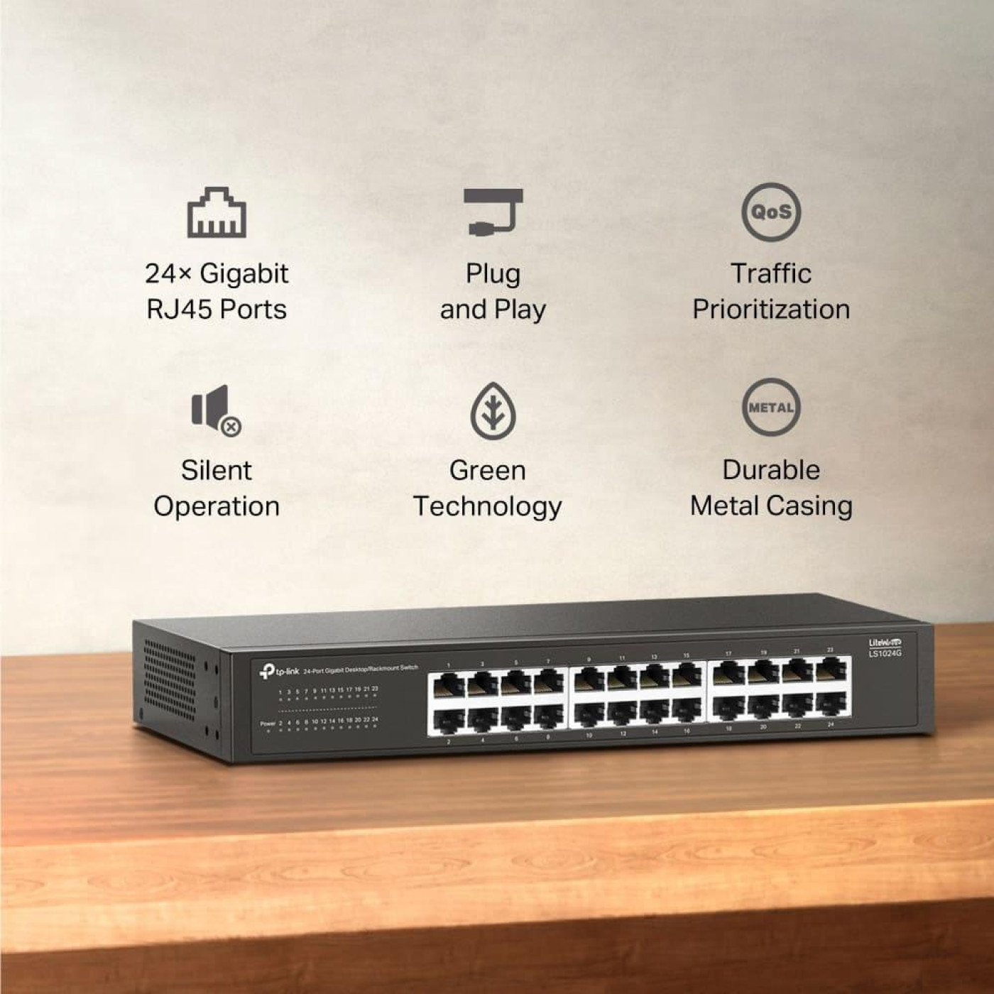 Комутатор TP-Link 24-портовий гігабітний настільний/стійковий (LS1024G)
