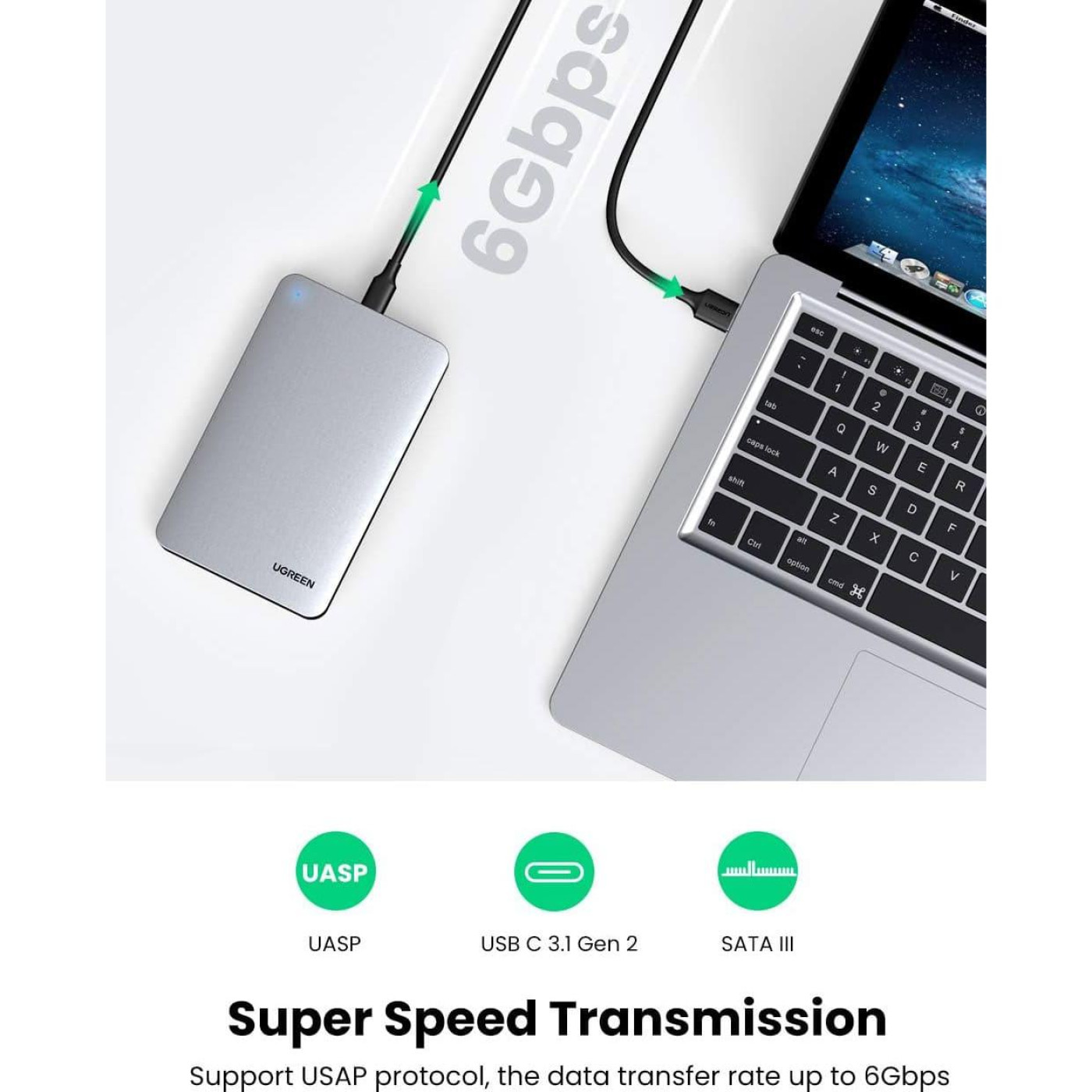 Зовнішня кишеня Ugreen 2.5-Inch SATA External Hard Drive Enclosure (UGR-70498)