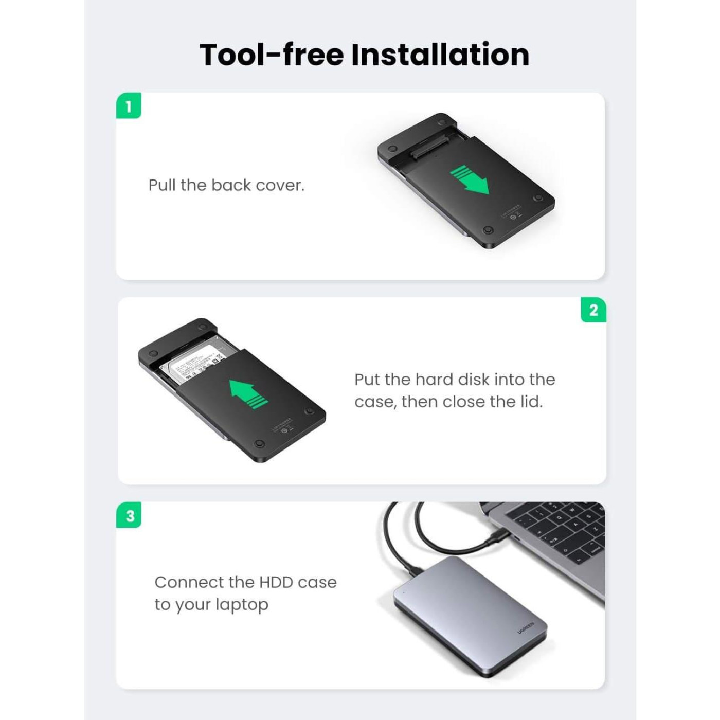 Зовнішня кишеня Ugreen 2.5-Inch SATA External Hard Drive Enclosure (UGR-70498)