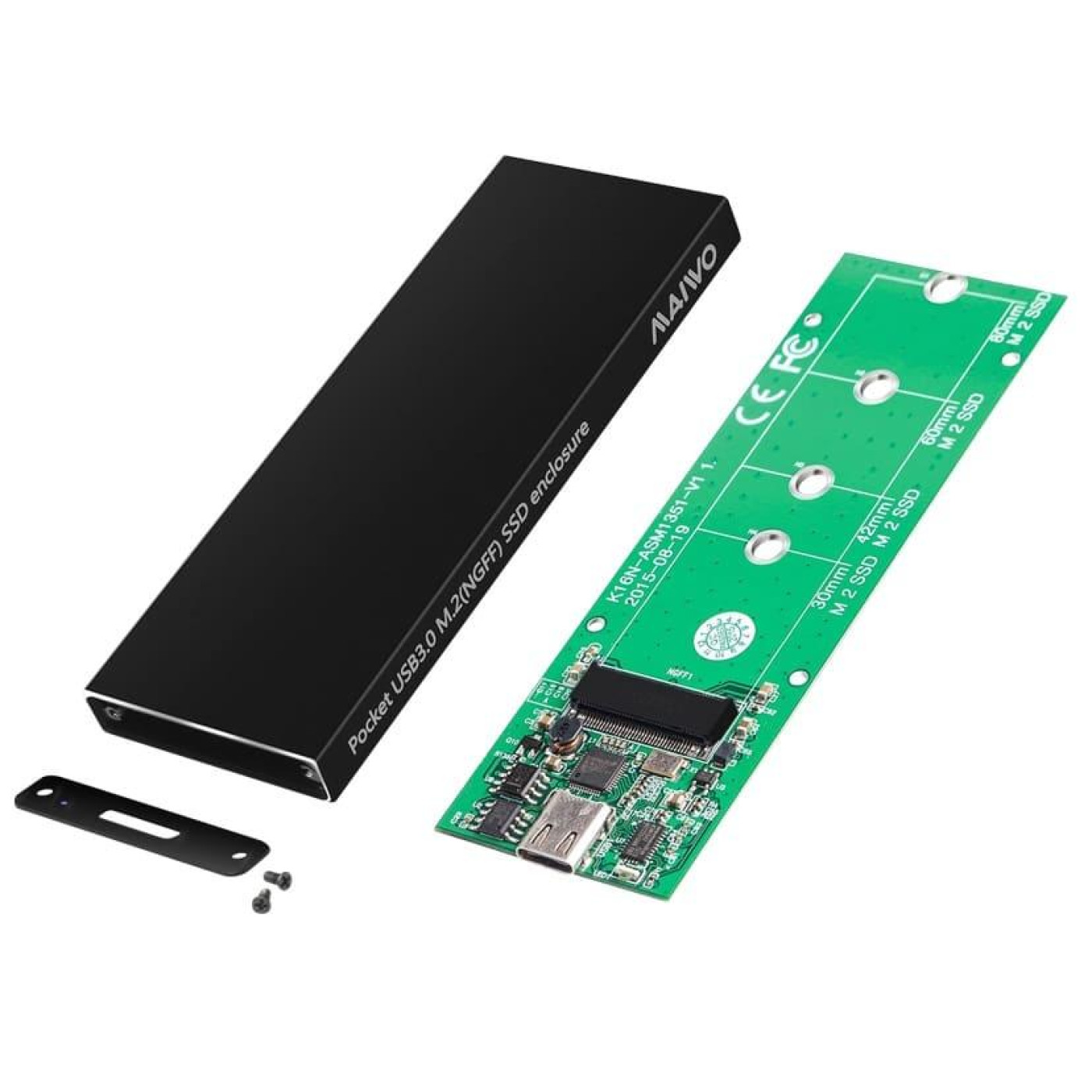 Внешний карман Maiwo внешний для M.2 SSD (NGFF) SATA через USB3.1 GEN2 Type-C (K16NC black) U1