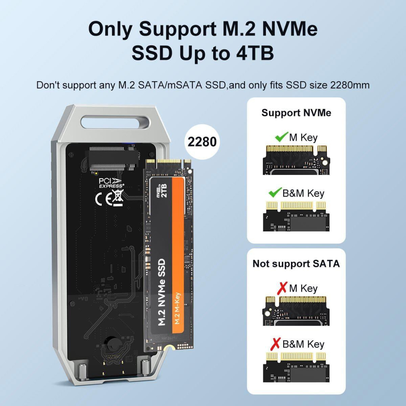 Внешний карман Maiwo M.2 SSD NVMe 2280 ч-з USB4.0 Type-C 40Gbps (K1695)
