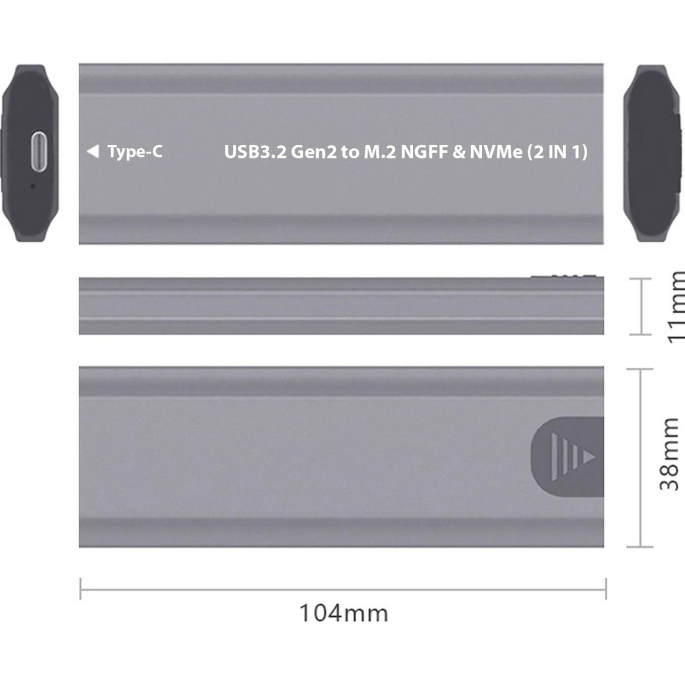Внешний карман Dynamode M.2 SSD NVMe/SATA combo USB3.1 GEN2 USB-C (DM-CAD-SSD05)