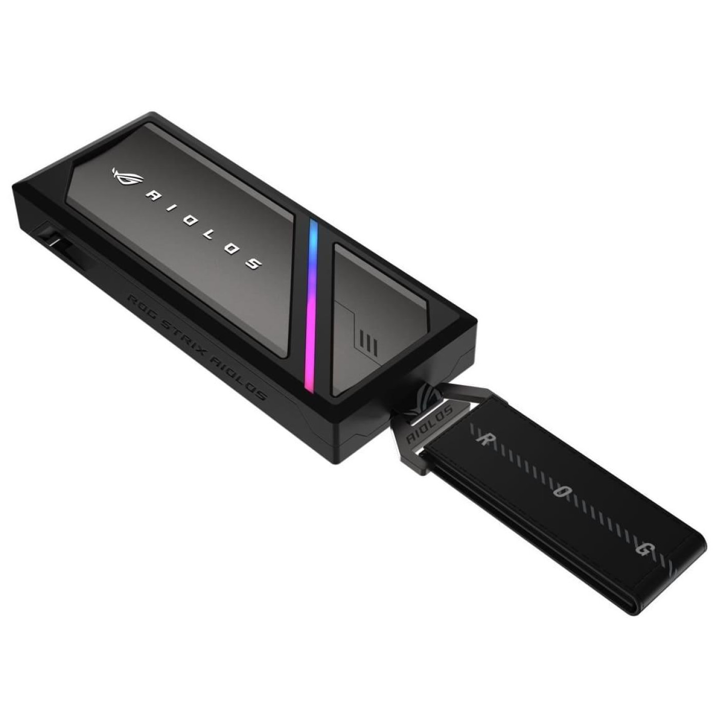 Портативний корпус ASUS для SSD ROG STRIX AIOLOS PCIe NVMe M.2 2230/2242/2260/2280 USB Type-C 3.2 Gen 2x2 ARGB чорний