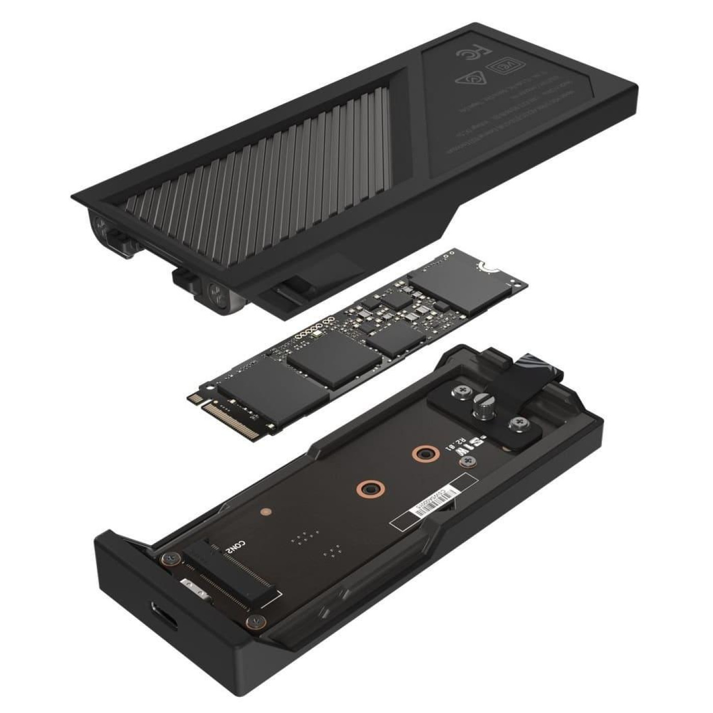 Портативний корпус ASUS для SSD ROG STRIX AIOLOS PCIe NVMe M.2 2230/2242/2260/2280 USB Type-C 3.2 Gen 2x2 ARGB чорний