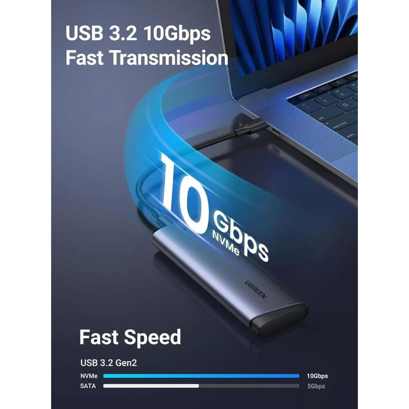 Внешний карман Ugreen CM767 USB 3.2 Gen 2 M.2 NVMe 10 Гбит/с (35267)