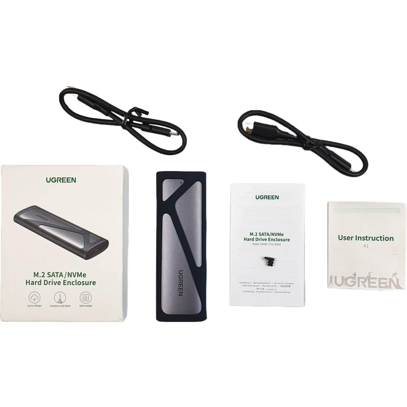 Внешний карман Ugreen для SSD M.2 (NVMe) M-Key 3.2 Gen2 CM400 Gray (90264)