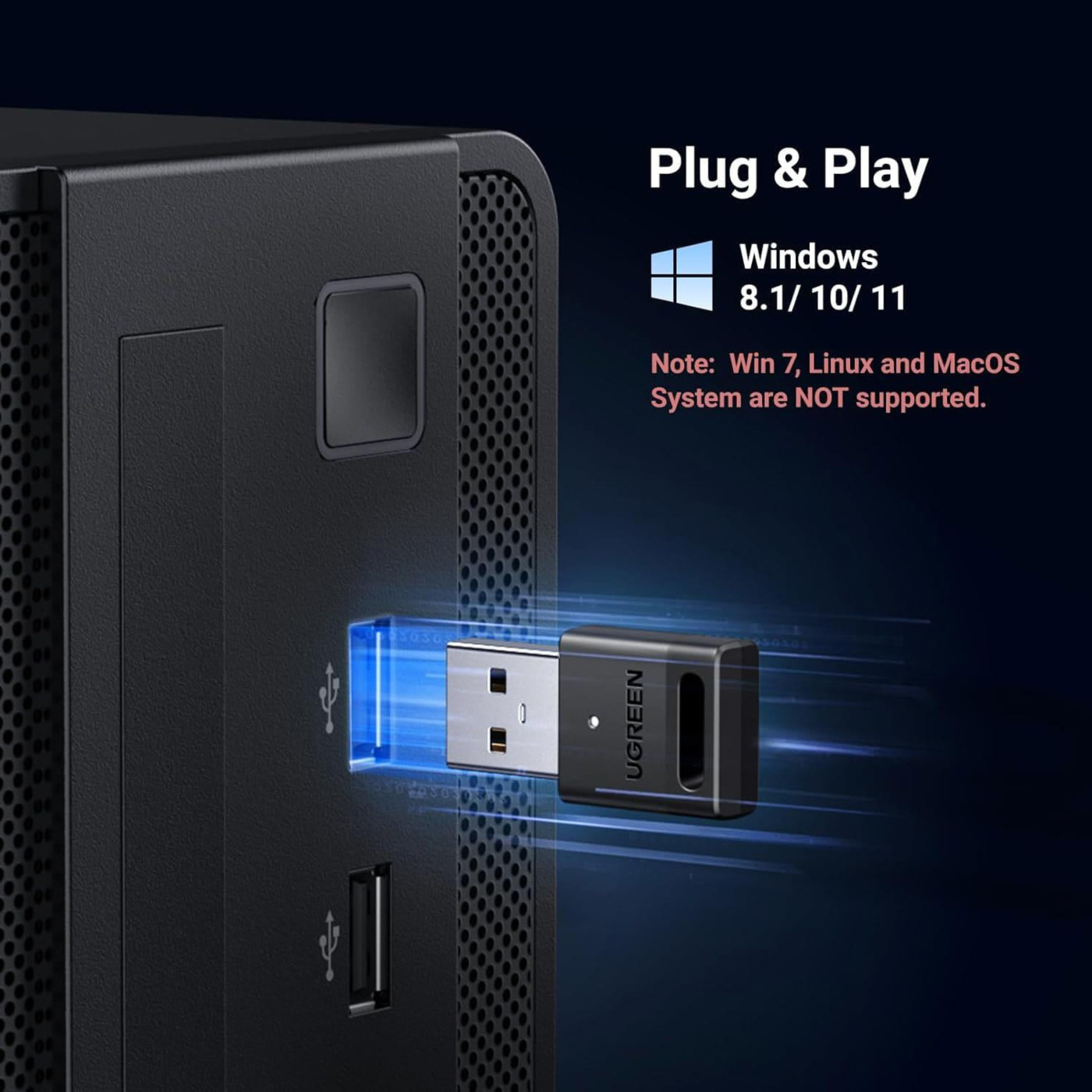 Bluetooth-адаптер Ugreen Bluetooth 5.3 USB CM591 Black (35995)