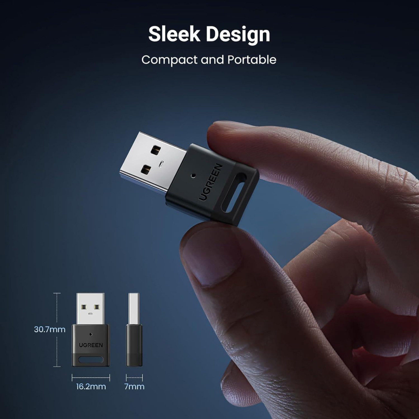 Bluetooth-адаптер Ugreen Bluetooth 5.3 USB CM591 Black (35995)