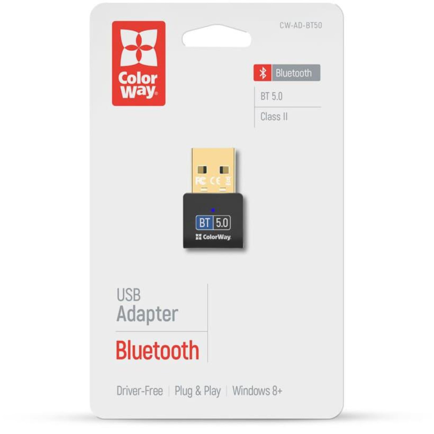 Bluetooth-адаптер ColorWay Bluetooth v5.0 USB, чорний (CW-AD-BT50)