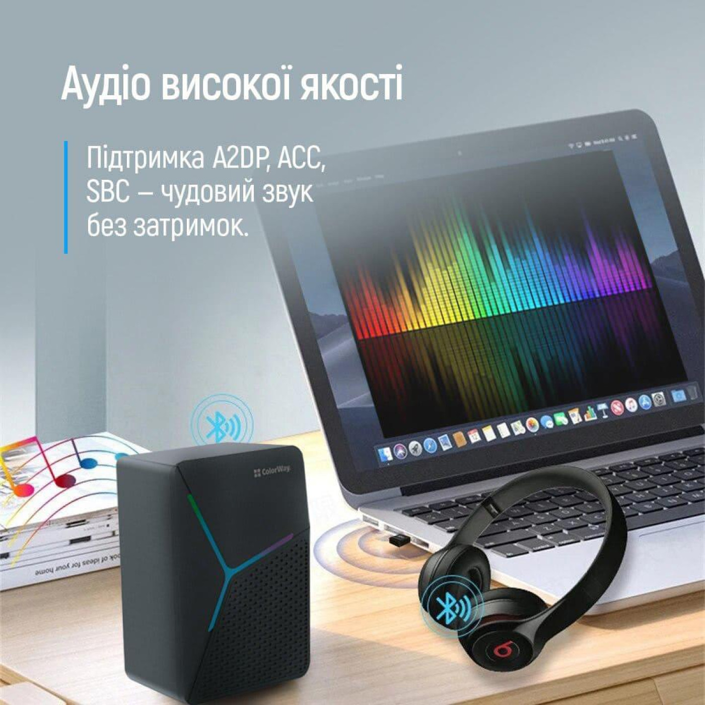Bluetooth-адаптер ColorWay Bluetooth v5.0 USB, чорний (CW-AD-BT50)