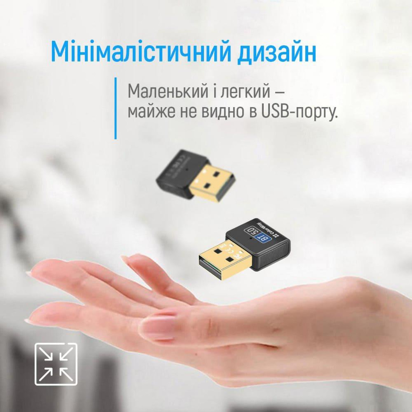 Bluetooth-адаптер ColorWay Bluetooth v5.0 USB, чорний (CW-AD-BT50)