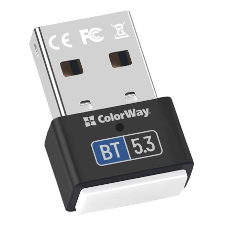 Bluetooth-адаптер ColorWay Bluetooth v5.3 USB, чорний (CW-AD-BT53)