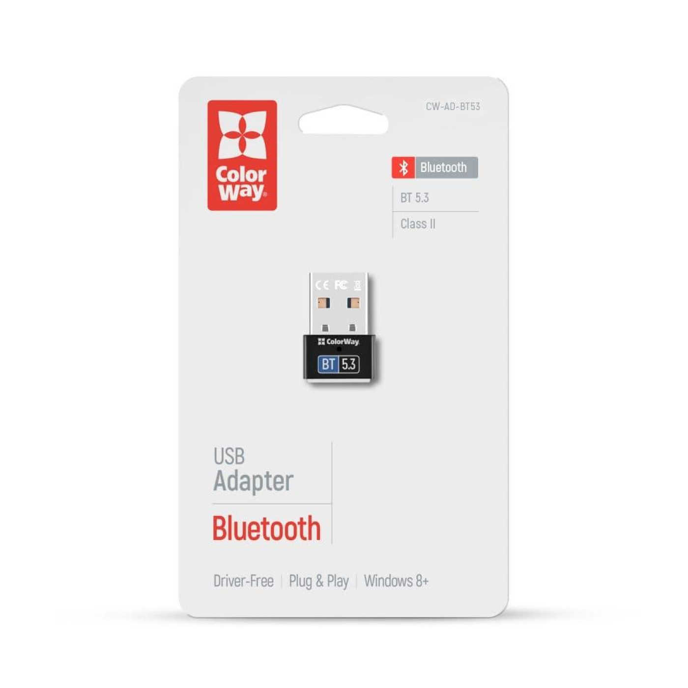 Bluetooth-адаптер ColorWay Bluetooth v5.3 USB, чорний (CW-AD-BT53)