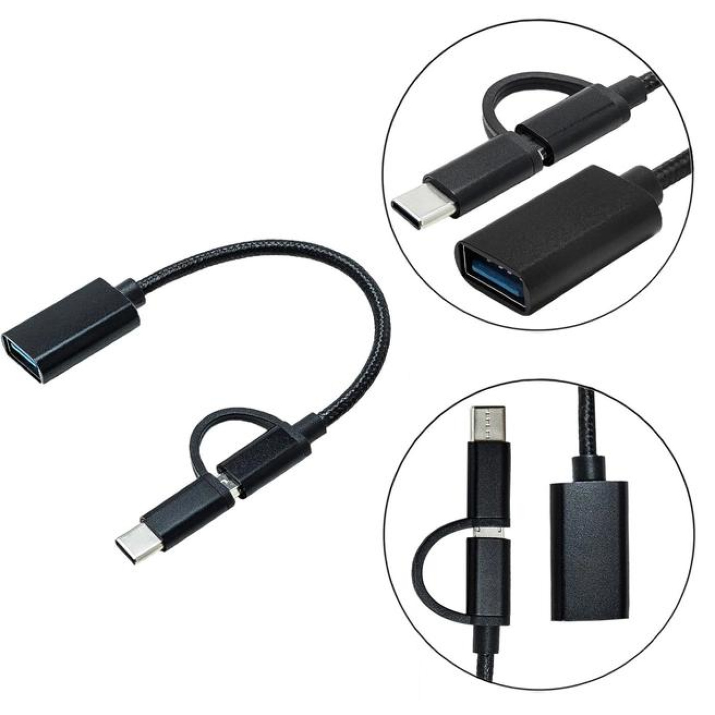 Переходник XoKo OTG AC-150 2in1 USB 3.0 - MicroUSB USB Type-C Black (AC-150-BK)