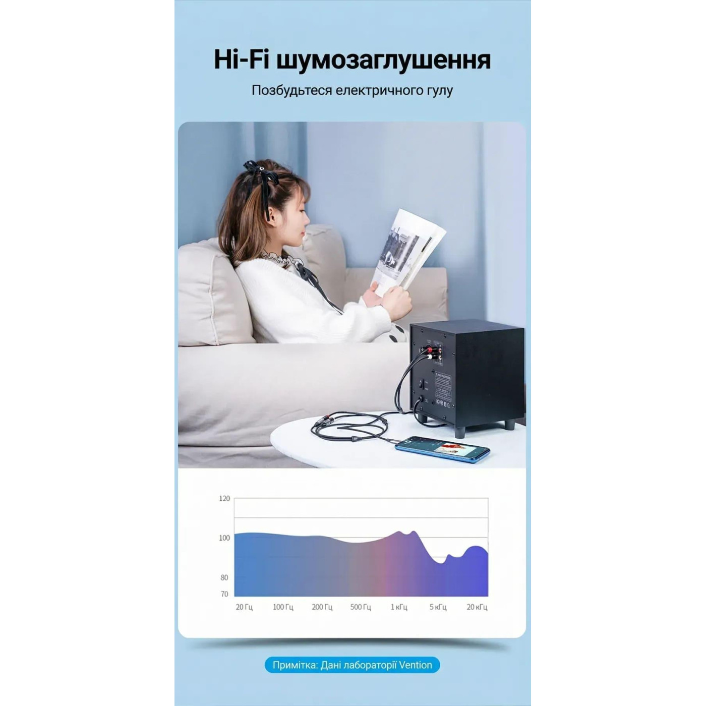 Переходник Vention Audio Type-C М -> 2RCA F 0,5м чорний (BGVHD)