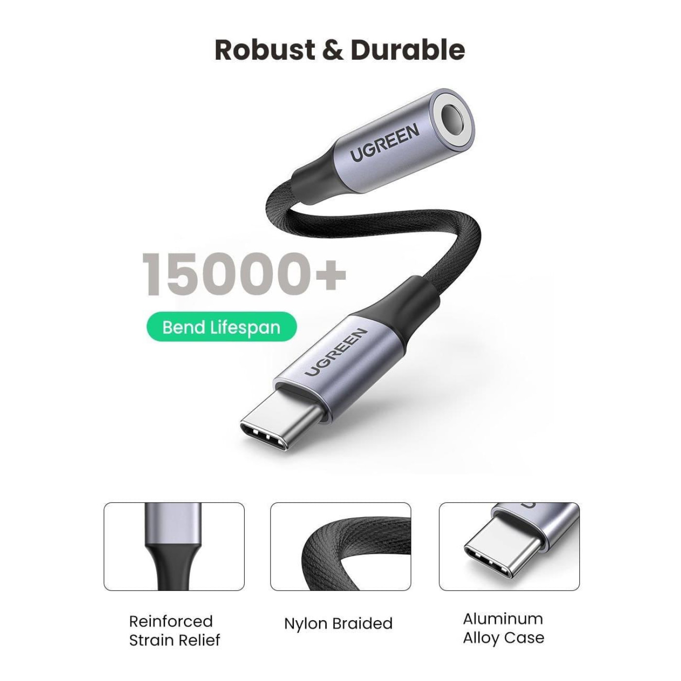 Переходник Ugreen USB-C to 3.5mm M/F 0.10m AV161 (80154)