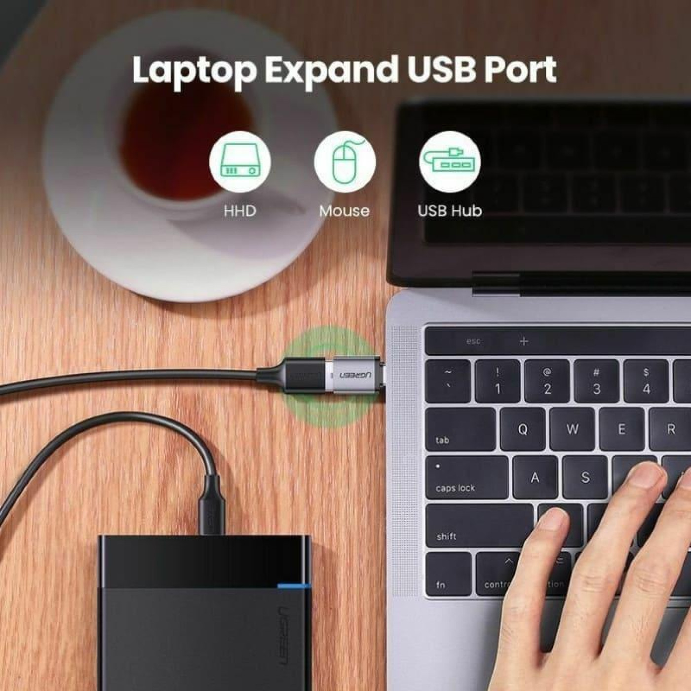 Перехідник Ugreen OTG USB 3.0 AF to Type-C US270 Alum. (Gray) (50283)