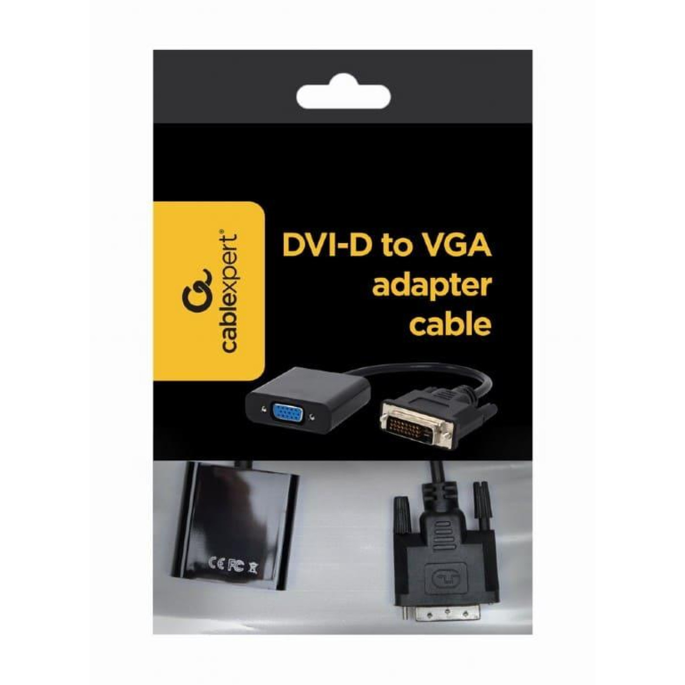 Переходник Cablexpert DVI-D-VGA, 0.2 м, Black (A-DVID-VGAF-01)