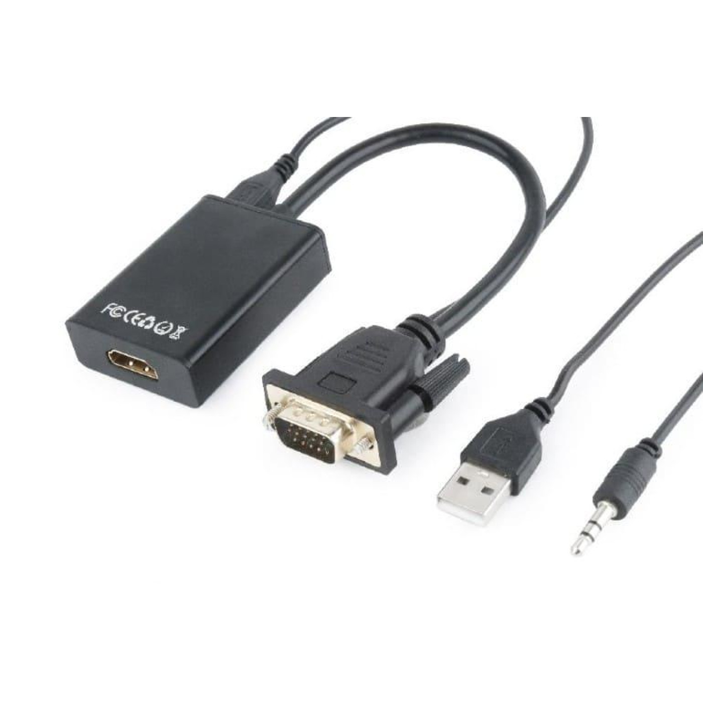 Перехідник Cablexpert VGA-HDMI, со звуком, 0.15м, черний (A-VGA-HDMI-01)