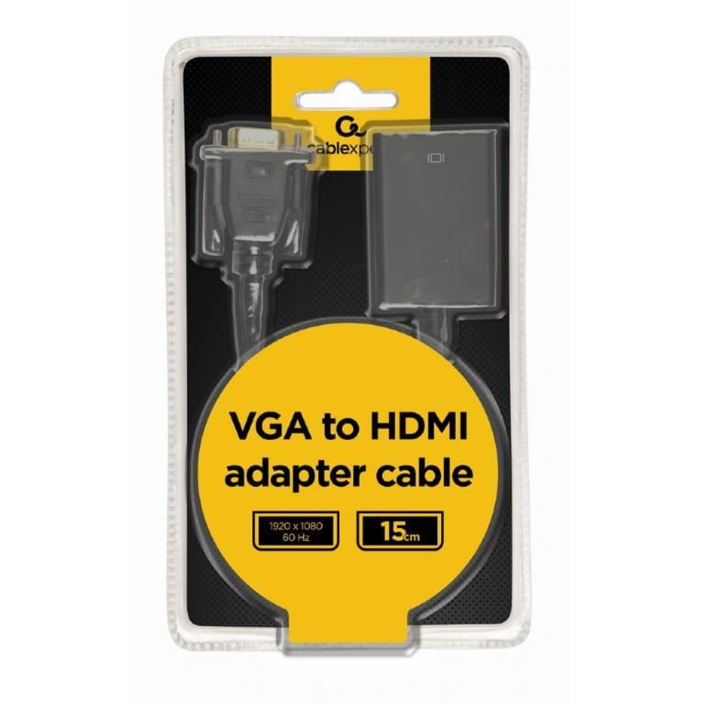 Перехідник Cablexpert VGA-HDMI, со звуком, 0.15м, черний (A-VGA-HDMI-01)