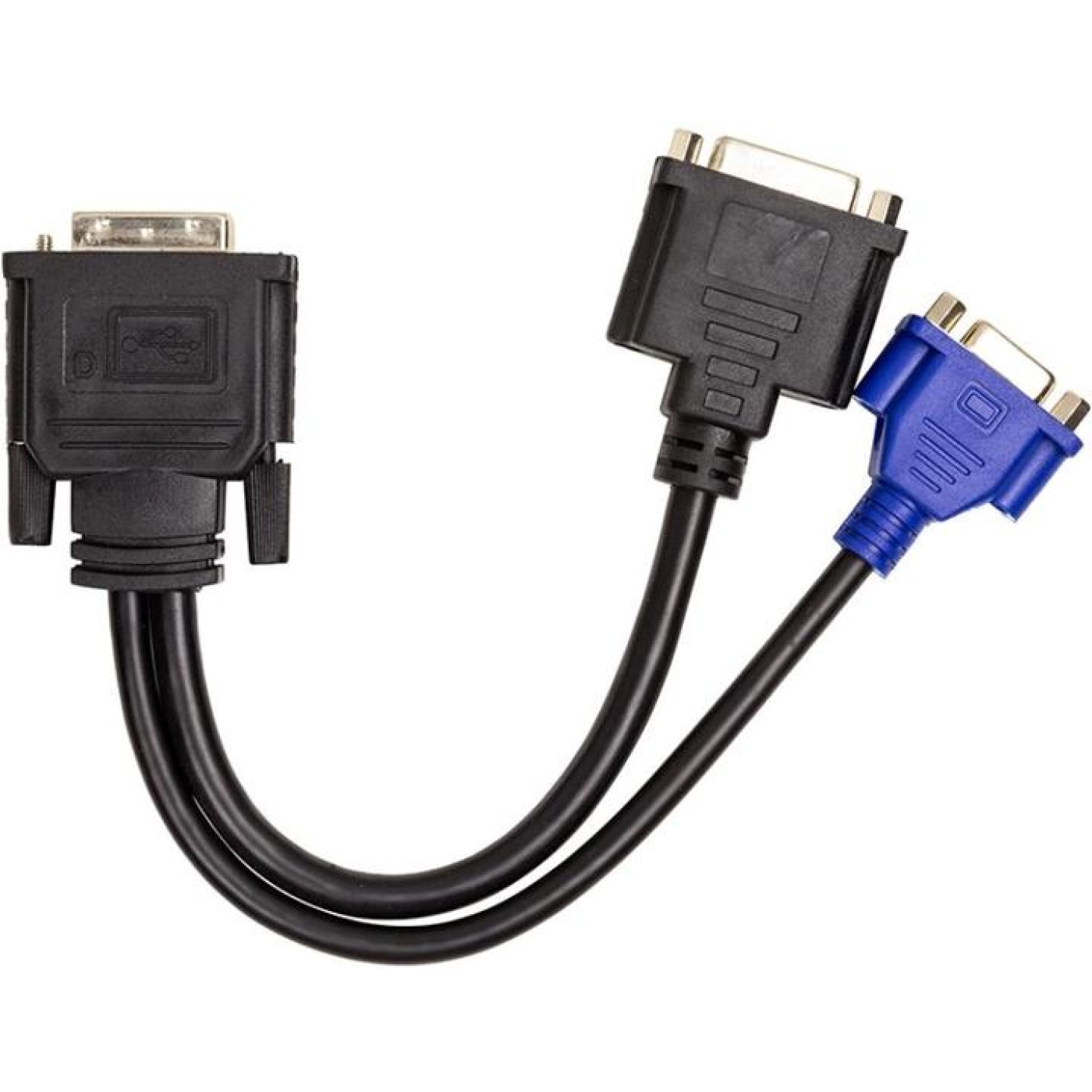 Перехідник PowerPlant DVI-I (M) to DVI-D (F) + VGA (F), 0.3m (CA912551)