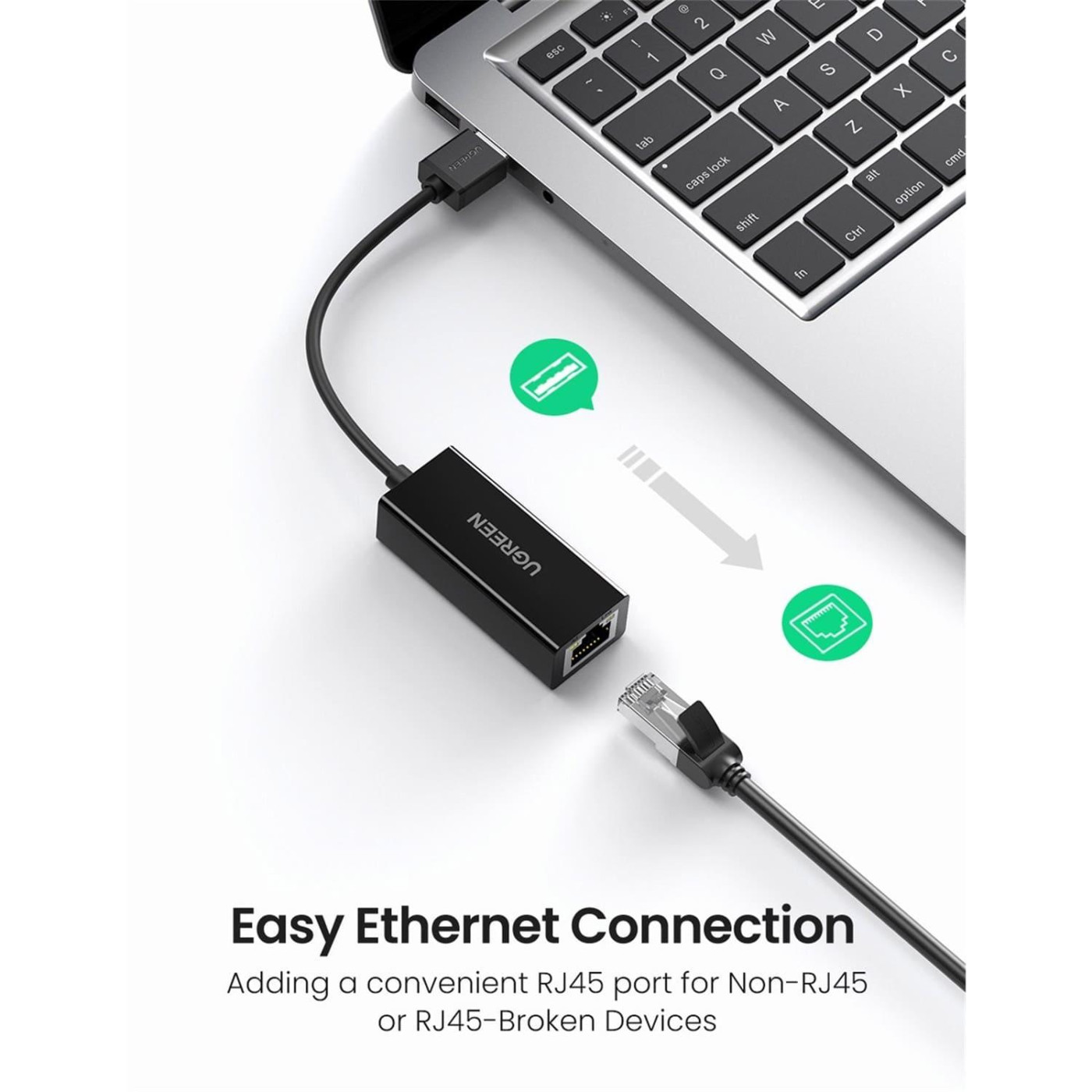 Переходник Ugreen USB 2.0 to Ethernet RJ45 10/100 Mb CR110 (20254)