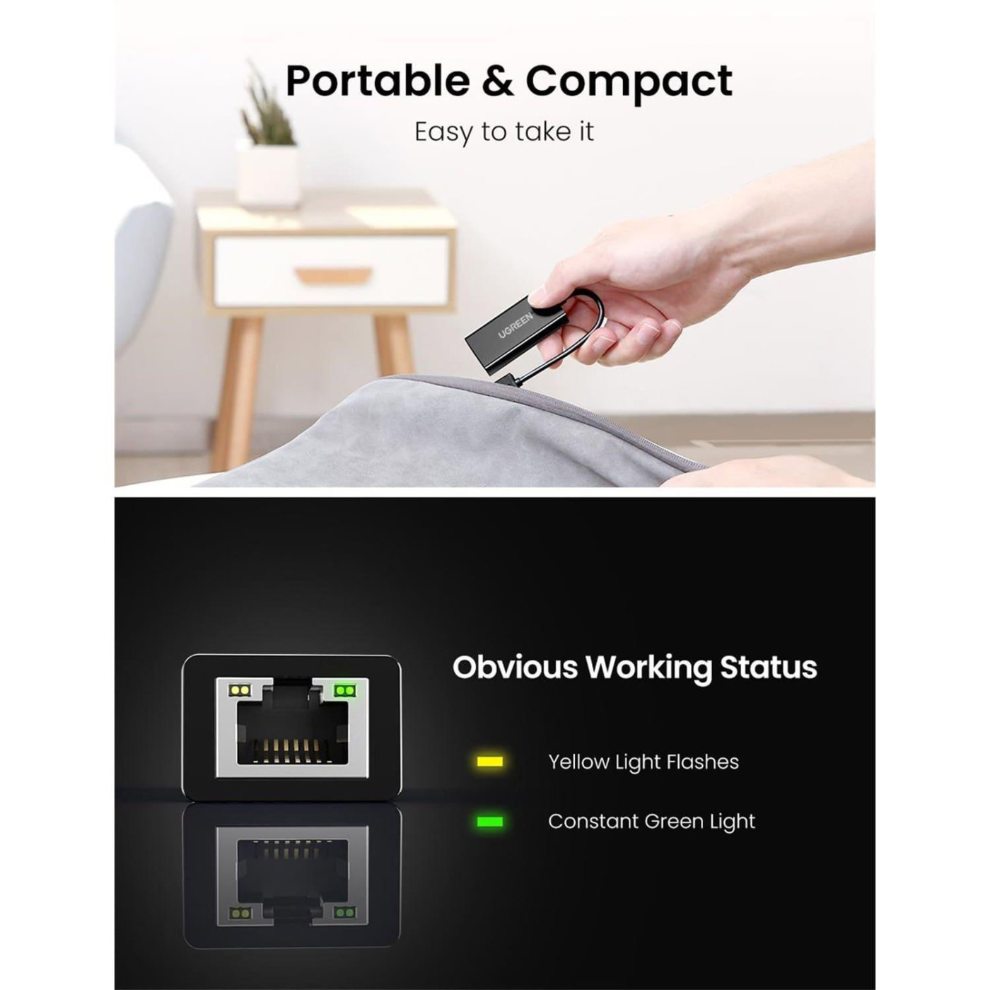 Переходник Ugreen USB 2.0 to Ethernet RJ45 10/100 Mb CR110 (20254)
