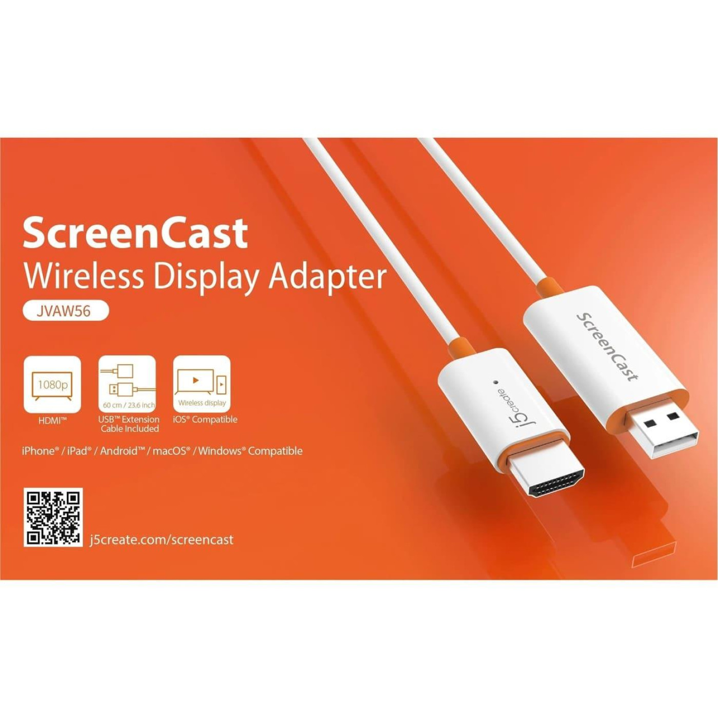 Бездротовий адаптер дисплея ScreenCast J5create JVAW56-N