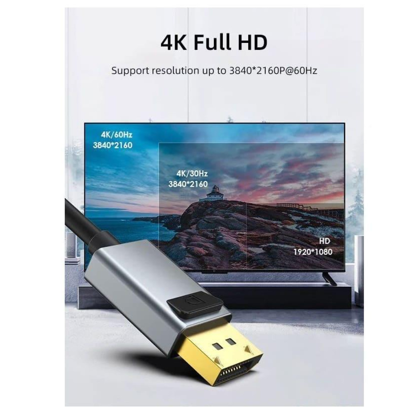 Кабель-перехидник CableTime DisplayPort (M) - HDMI (M), 4K/60Hz, 0.2 м (CP20A)
