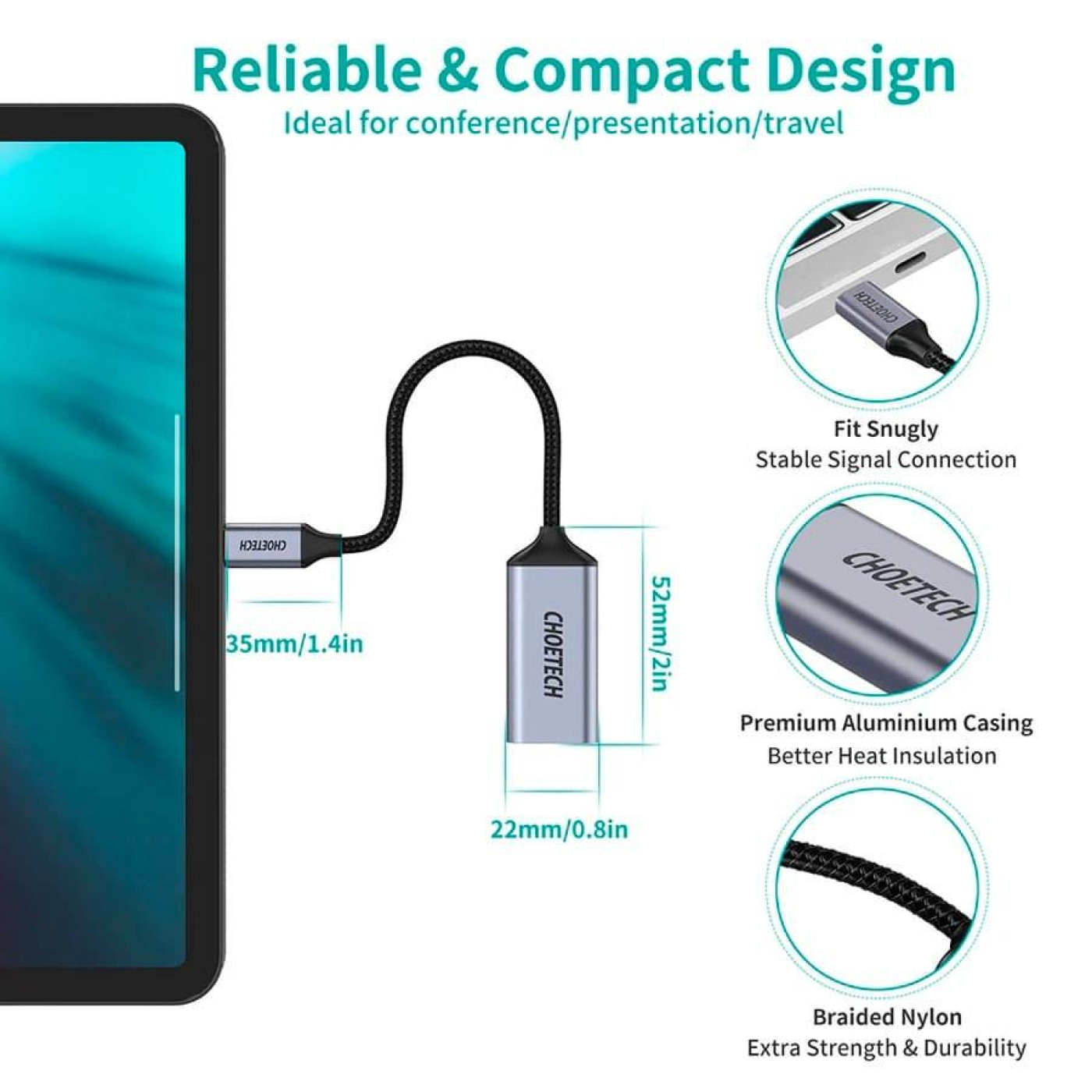 Адаптер-перехидник USB Type-C на DP Choetech HUB-H11-GY-V2