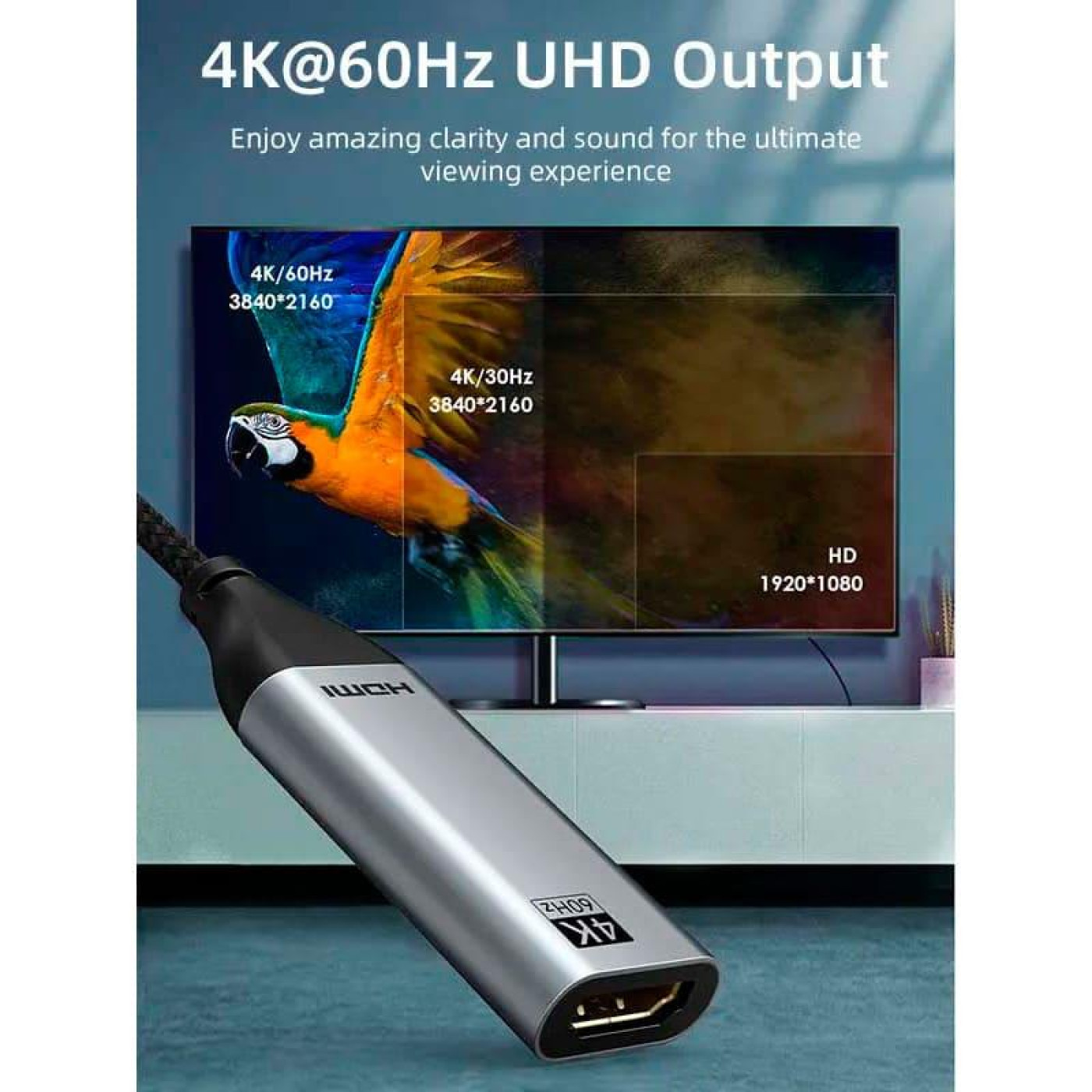 Кабель-перехидник CableTime USB 3.1 Type-C (M) - HDMI 2.0 (F), 0.2 м (CP10B)