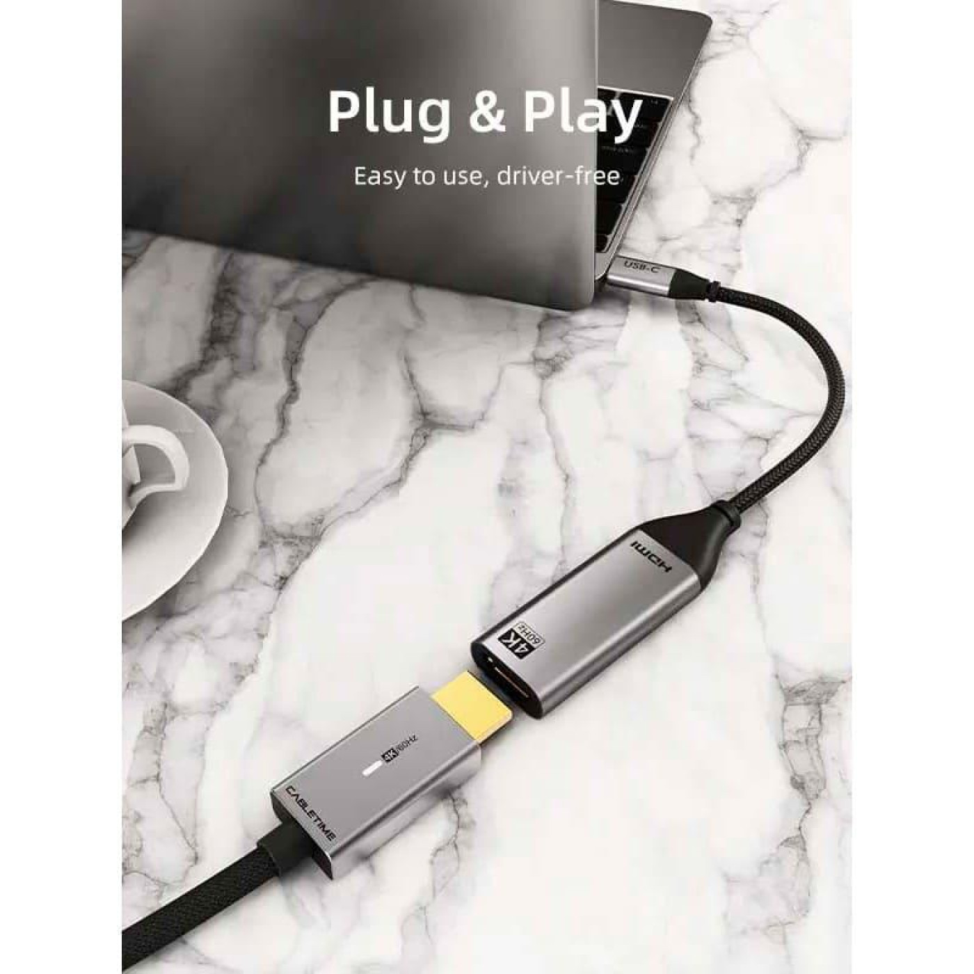 Кабель-перехидник CableTime USB 3.1 Type-C (M) - HDMI 2.0 (F), 0.2 м (CP10B)