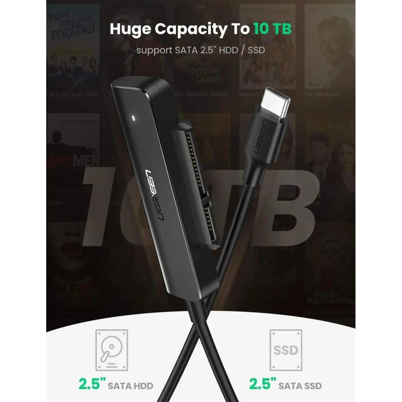 Переходник Ugreen CM321 USB-C 3.0 to 2.5-Inch SATA Converter 50cm (UGR-70610)