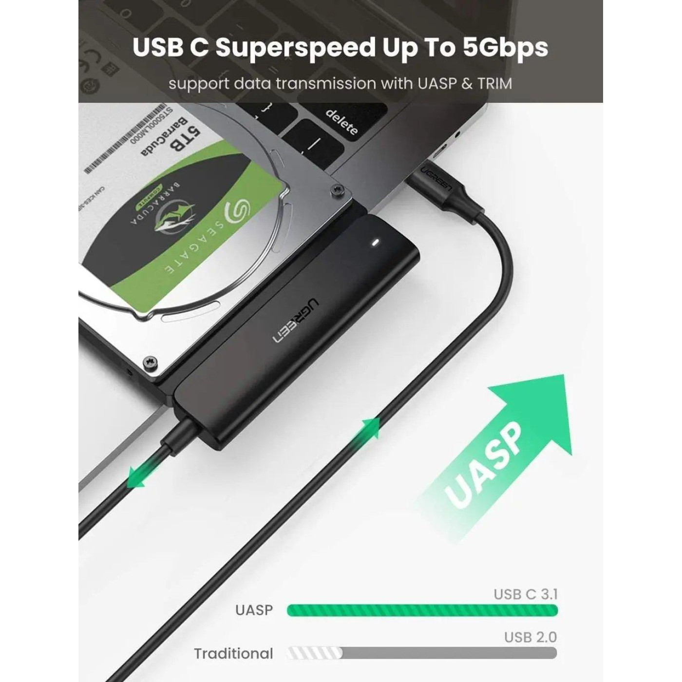 Переходник Ugreen CM321 USB-C 3.0 to 2.5-Inch SATA Converter 50cm (UGR-70610)