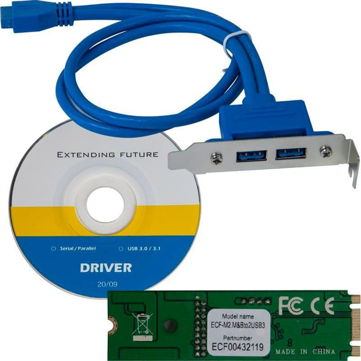 Переходник Frime M2-2xUSB3.0, NEC720201 (ECF-M2.M&Bto2USB3)