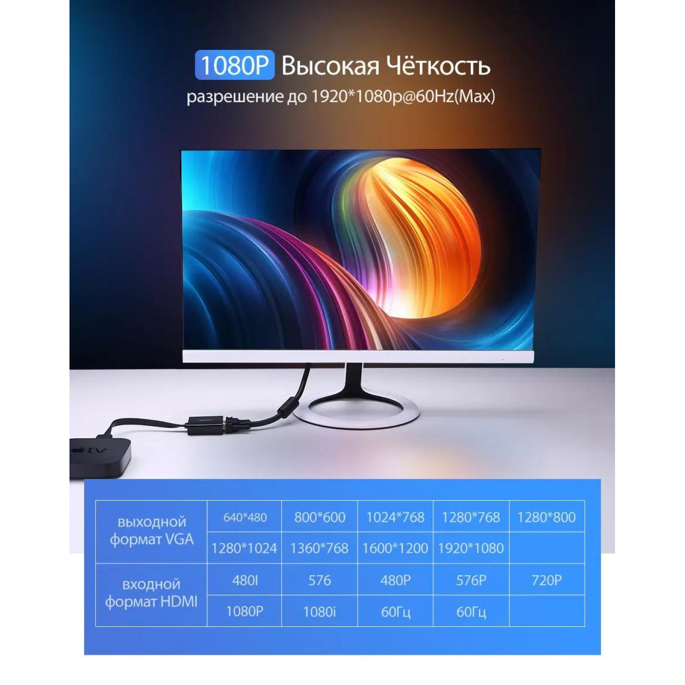Переходник Ugreen MM103 HDMI to VGA Converter 25cm (Black) (UGR-40248)