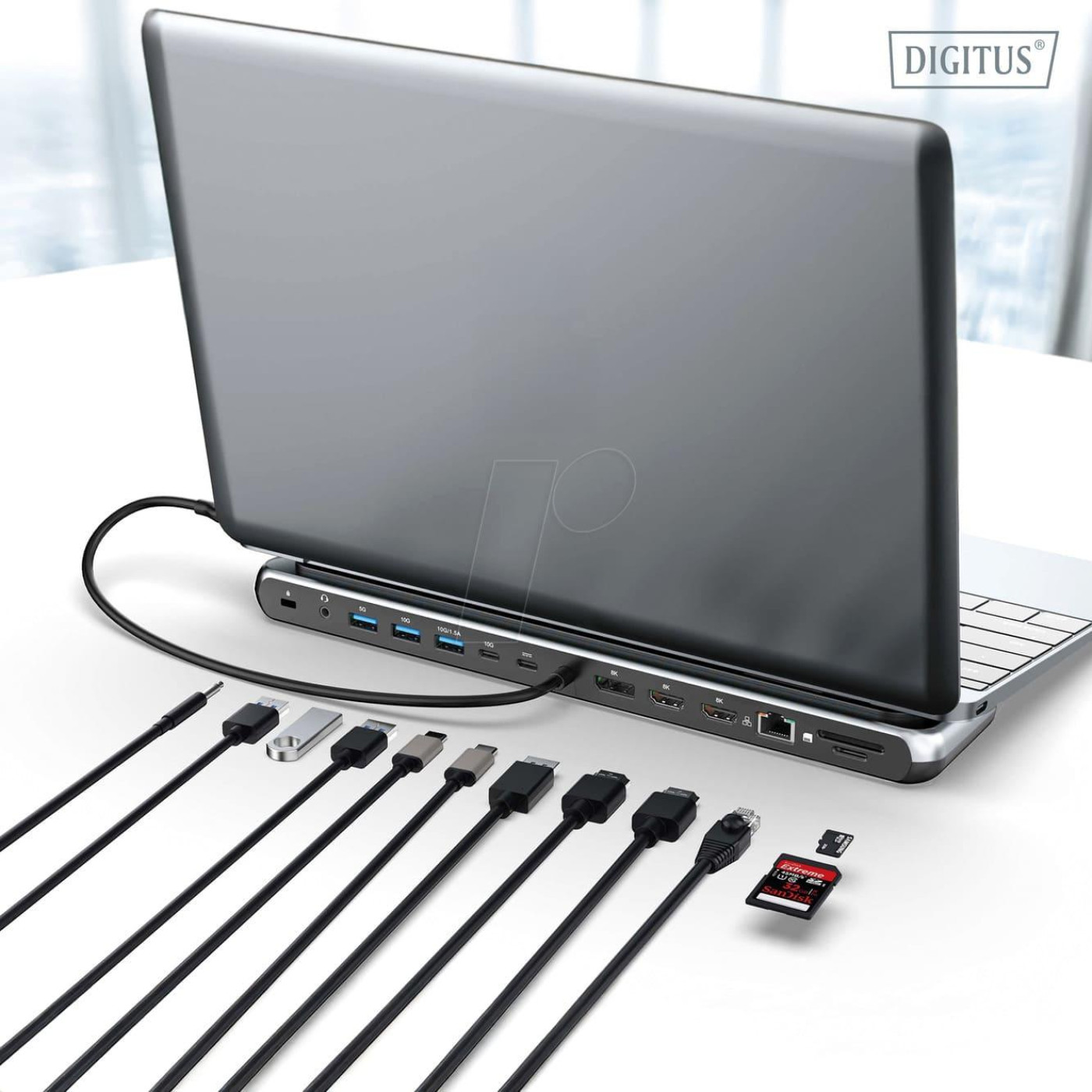 Док-станция Digitus USB-C > 2xHDMI/1xDP/3xUSB-A/USB-C/RJ54/PD/Audio (DA-70919)