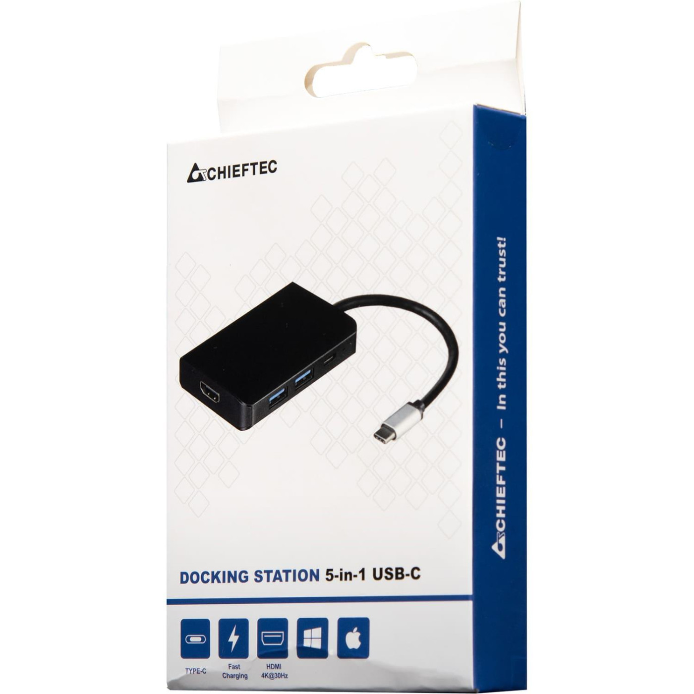 Док-станция Chieftec USB3.1 Type-C --> HDMI/USB 3.0x2/USB-C/PD 60W 5-in-1 DSC-501 (DSC-501)