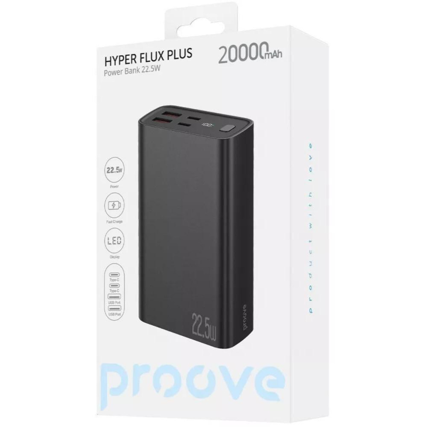 Павербанк Proove Hyper Flux Plus Black 20 000 mAh / 22.5 Вт (PBF222120001)