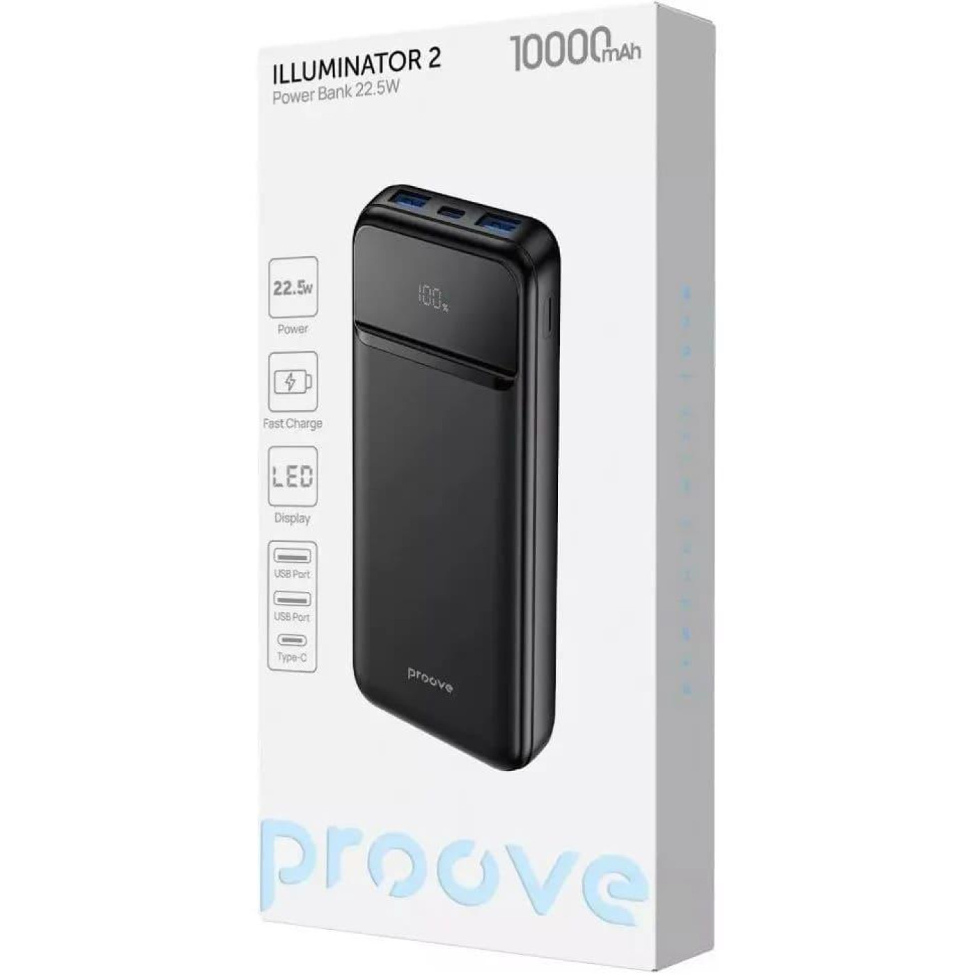 Павербанк Proove Illuminator 2 Black 10 000 mAh / 22.5 Вт (PBI122210001)