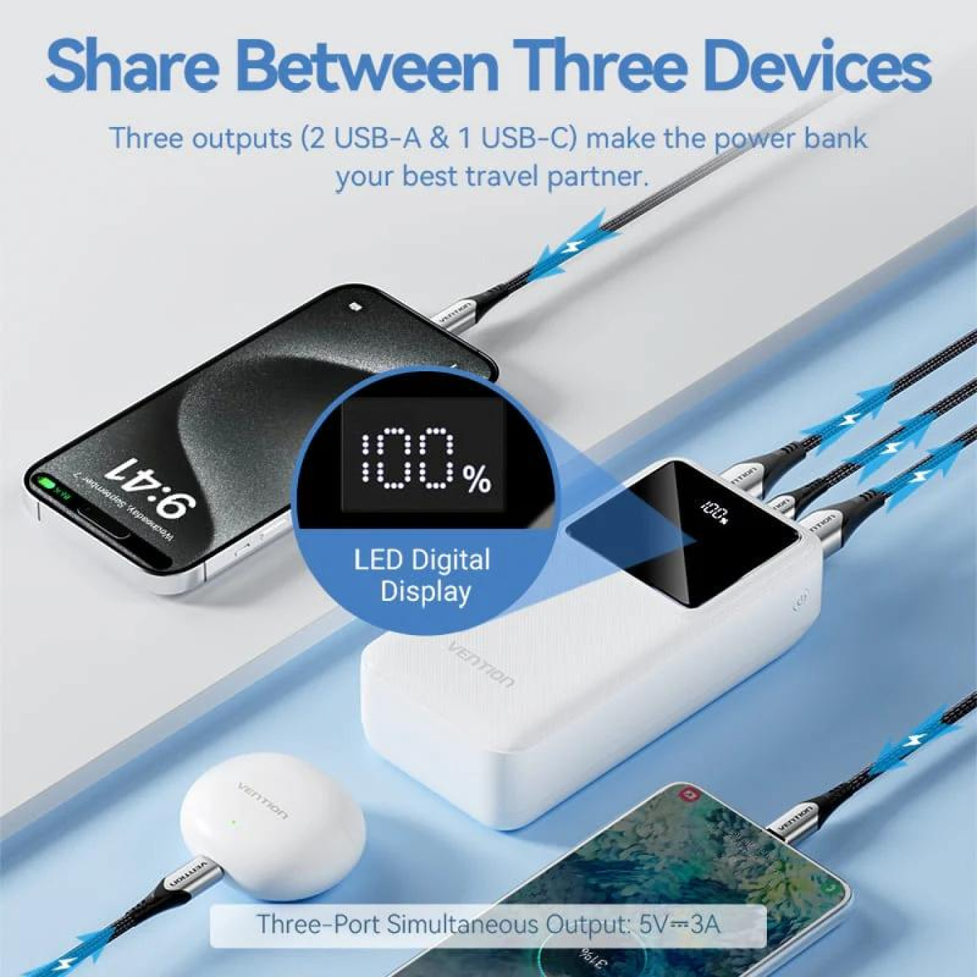 Универсальна мобильна батарея Vention 30000mAh PD QC 3.0 Black (FHMB0)