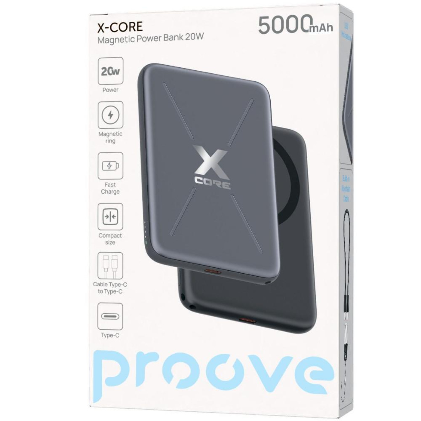 Павербанк Proove X-Core Gray 5 000 mAh / 20 Вт (PNXC20010003)