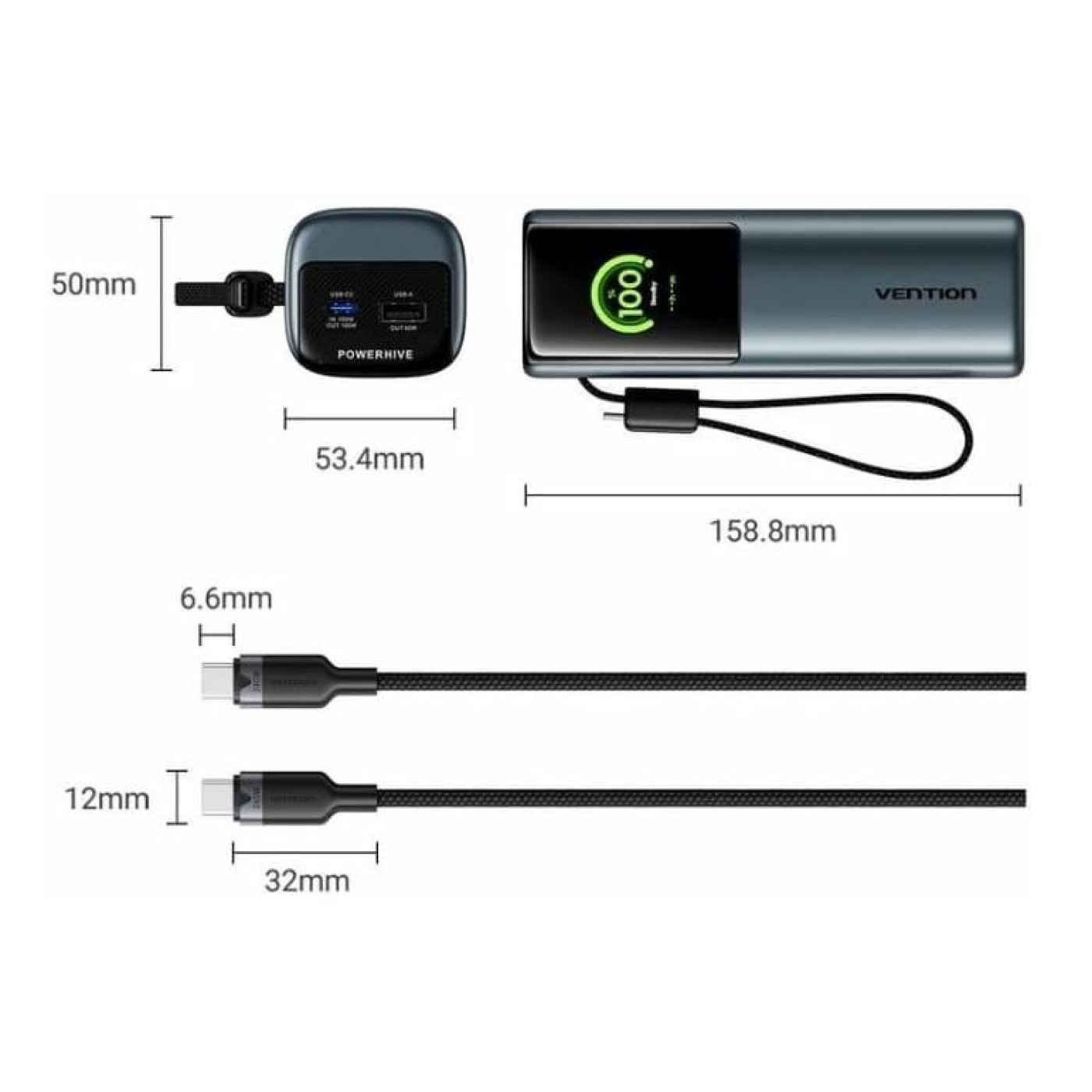 Павербанк Vention Gray 27 000 mAh / 200 Вт (FKGH0)