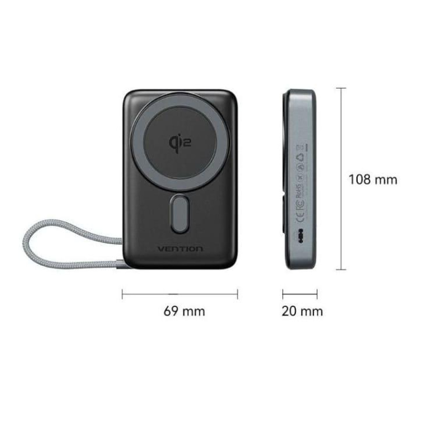 Павербанк Vention Gray 10 000 mAh / 35 Вт (FKHH0)