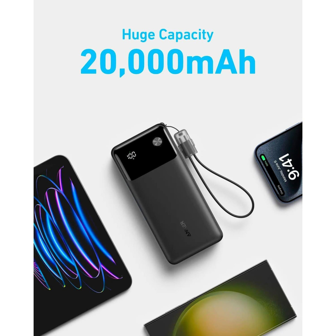 Павербанк Anker Black 20 000 mAh / 30 Вт (A1384G11)