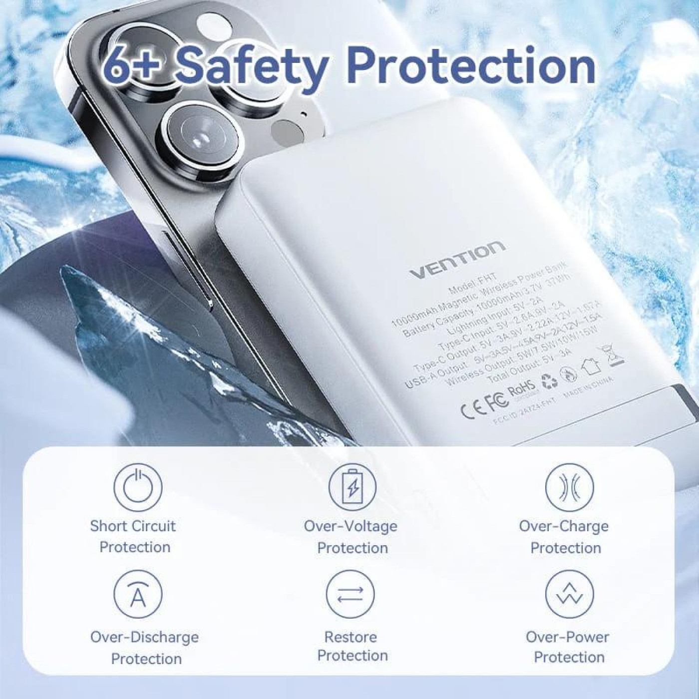 Павербанк Vention White 10 000 mAh / 22.5 Вт (FHTW0)