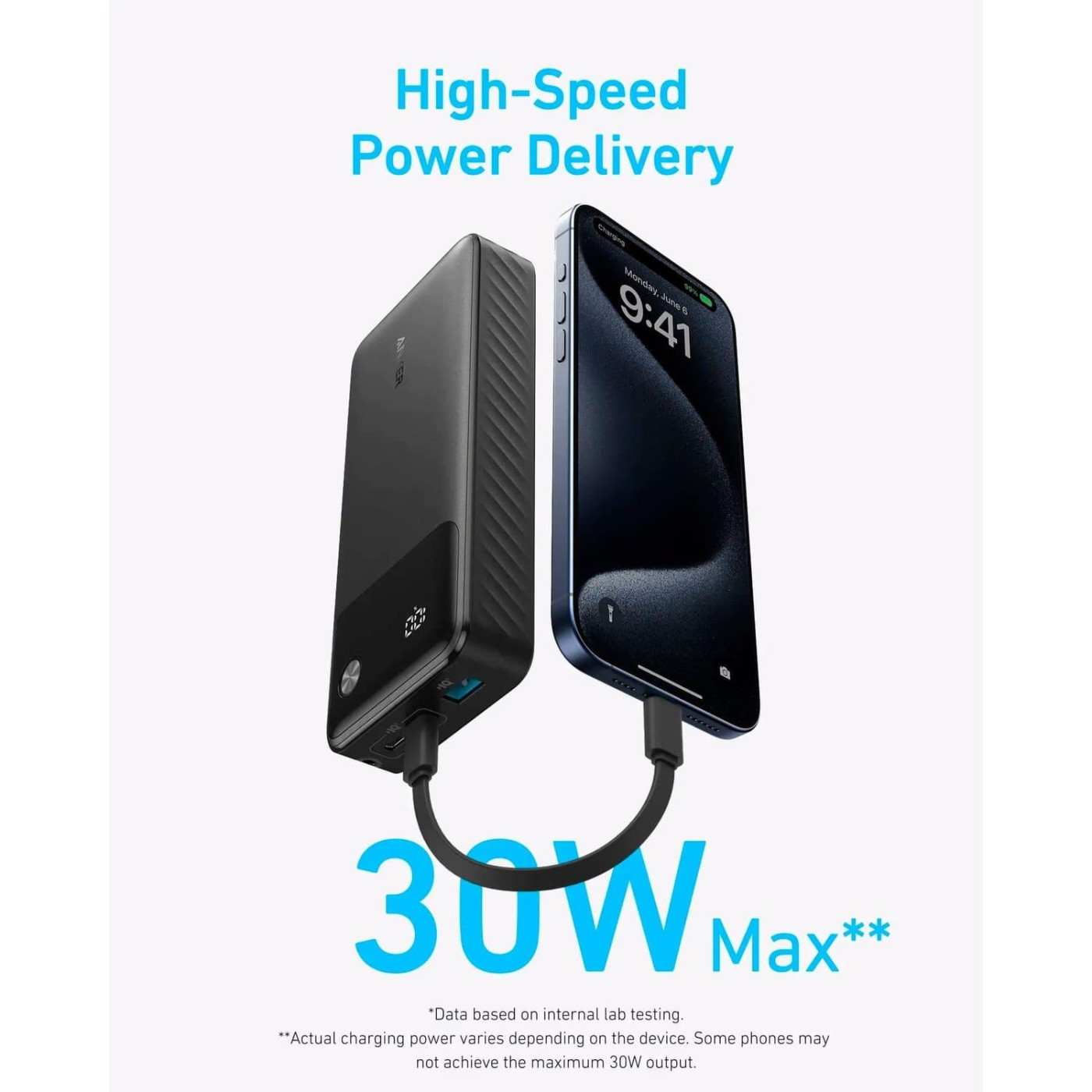 Павербанк Anker Black 20 000 mAh / 30 Вт (A1384G11)